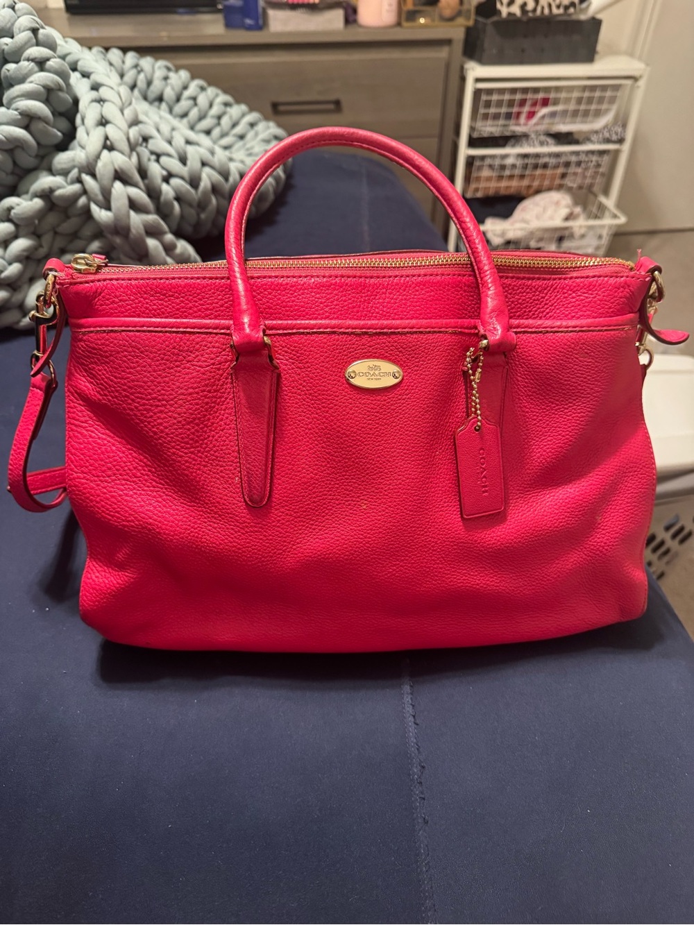 Coach Pebbled Leather Morgan Satchel in Pink Style# f35185